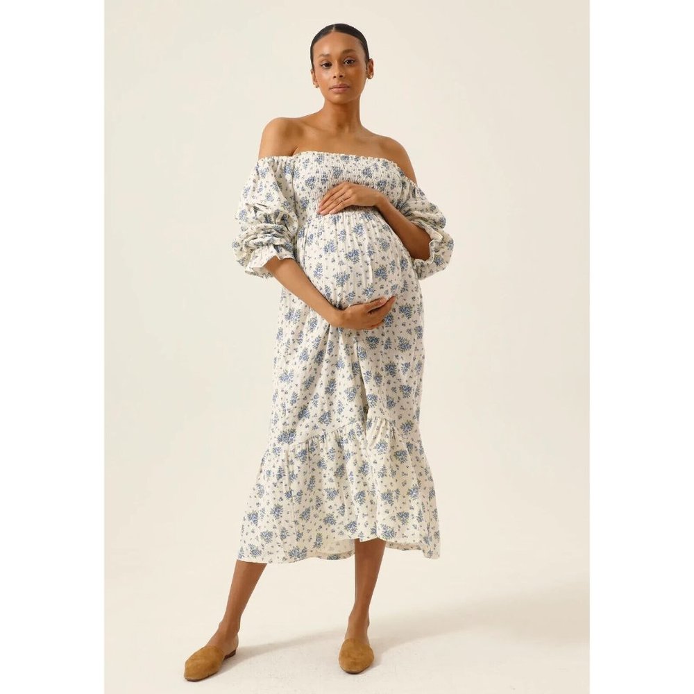 Nothing Fits But Yuki Maternity Dress In Floral Soft Muslin Fabric Size Med NWT